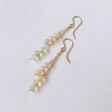 ラウンドカットオパールのダブルラインピアス