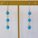 スリーピングビューティーターコイズの丸玉三連ピアス