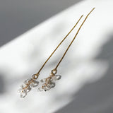 ハーキマークォーツの2wayアメリカンピアス　チャーム仕立て