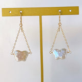 butterfly pearl swing earrings 