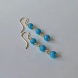 スリーピングビューティーターコイズの丸玉三連ピアス