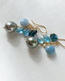 South sea pearl blue bouquet earrings 