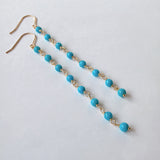 スリーピングビューティーターコイズの丸玉小ステーションロングピアス