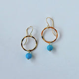 スリーピングビューティーターコイズの丸玉リングピアス