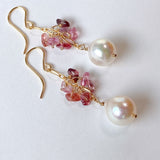 Akoya baroque and spinel bouquet earrings