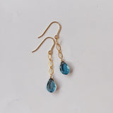 ロンドンブルートパーズのダイヤチェーンのピアス