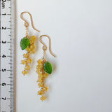 ヘリオドールとサーペンティンのミモザピアス