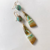 【訳あり】オパライズドウッドとブルーオパールのピアス1-20