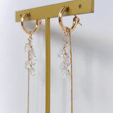 ハーキマークォーツの2wayアメリカンピアス　チャーム仕立て