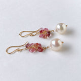 Akoya baroque and spinel bouquet earrings