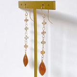 Golden shine moonstone and natural zircon earrings 