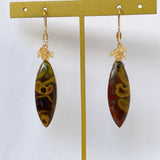 Fruit jasper and yellow aquamarine bouquet earrings