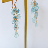 アクアマリンのふさふさピアス