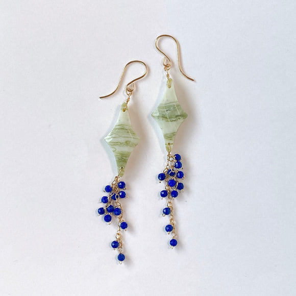 グリーンジャスパーとラピスラズリのピアス