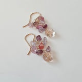 トパーズとスピネルのブーケピアス