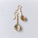 Golden rutilated quartz bar chain earrings