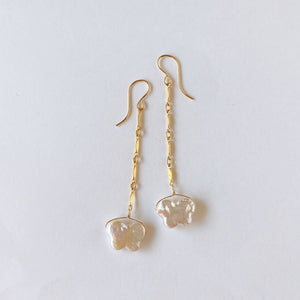 butterfly pearl bar chain earrings 