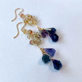 フローライトとナチュラルジルコンのピアス