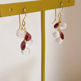 ローズクォーツとロードライトガーネットのピアス