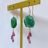 Russian Amazonite and Madagascar Sapphire Earrings Grape 