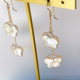 Butterfly pearl double earrings 