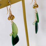 Green earrings with malachite, serpentine and petrol tourmaline