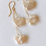 Butterfly pearl double earrings 