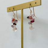 トパーズとスピネルのブーケピアス