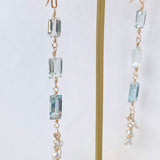 アクアマリンとアコヤケシパールのロングピアス