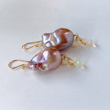 Oyster baroque pearl and opal earrings