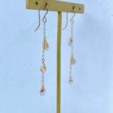 ルチルクォーツの3連ピアス