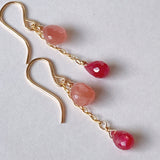 Delicate rhodochrosite and ruby ​​earrings from Peru 