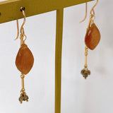 Golden shine moonstone and brown diamond earrings 