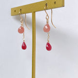 Delicate rhodochrosite and ruby ​​earrings from Peru 