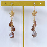 Chocolate moonstone and natural zircon earrings