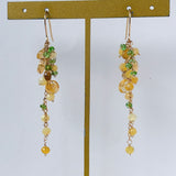 イエローオパールとシトリンとビアクォーツ、ツァボライトのミモザピアス