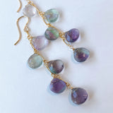 フローライトの五連ロングピアス　パープル