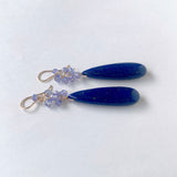 大きなラピスラズリとタンザナイトのブーケピアス