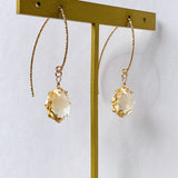 コンケーブオクタゴンカットシトリンの一粒ピアス