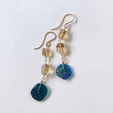 ローマングラスとトパーズピアス