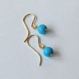 スリーピングビューティーターコイズの一粒丸玉ピアス