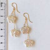 Butterfly pearl double earrings 