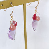 Peruvian rhodochrosite, lavender amethyst, ruby ​​and rainbow moonstone earrings 