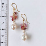 Akoya baroque and spinel bouquet earrings