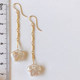 butterfly pearl bar chain earrings 