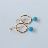 スリーピングビューティーターコイズの丸玉リングピアス