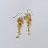 イエローオパールとシトリンとビアクォーツ、ツァボライトのミモザピアス