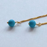 スリーピングビューティーターコイズの丸玉アメリカンピアス