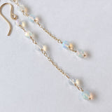 ラウンドカットオパールのステーションロングピアス