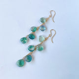フローライトの五連ロングピアス　グリーン